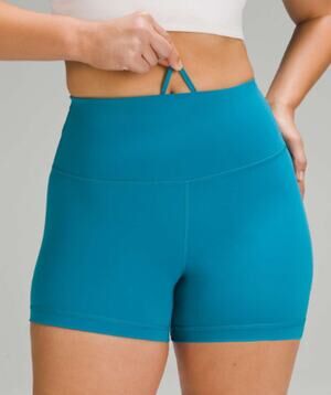 Lululemon Wunder Train Contour Fit High-Rise Short 4", Hawaiian Blue, Size 6